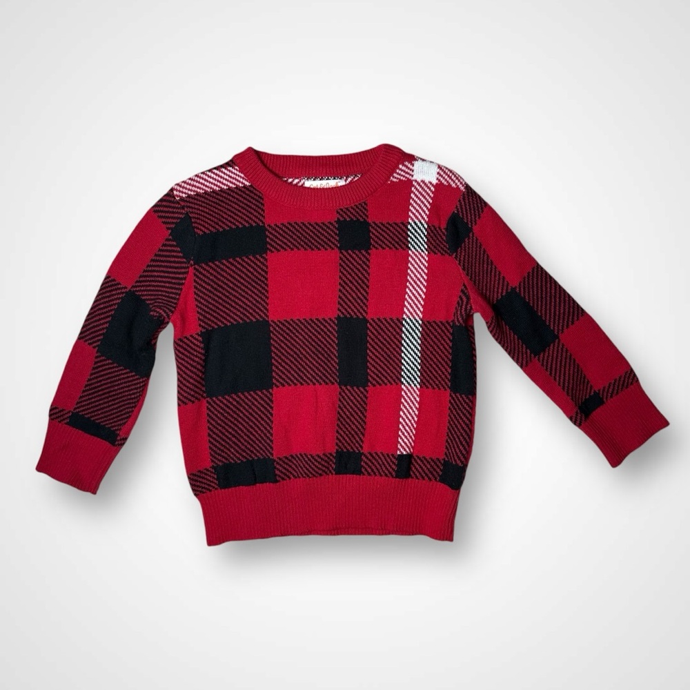 Cat & Jack red and black plaid toddler sweater 18mo